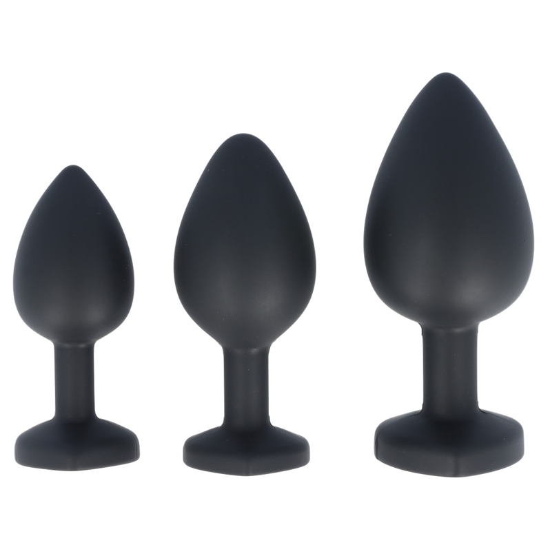 SET PLUG X3 E14 SILICONE NOIR-COEUR RUBIS