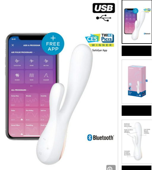 Vibromasseur rabbit connecté blanc Satisfyer