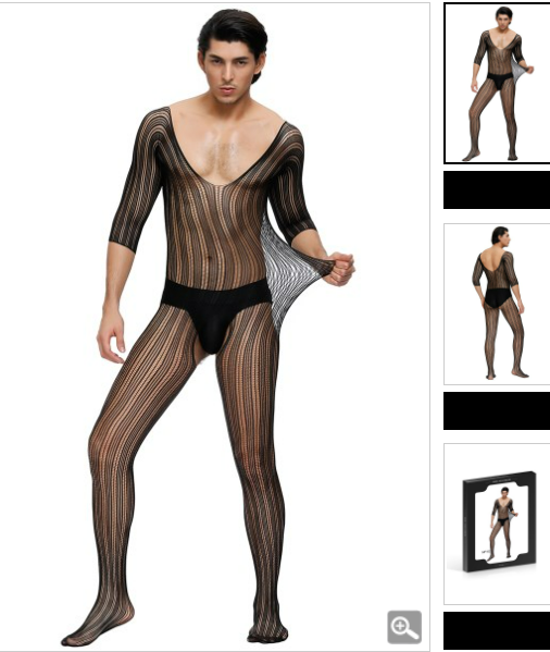 Bodystocking noir ouvert homme Paris Hollywood