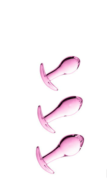 Set 3 plugs anal en verre rose Glossy Toys 17