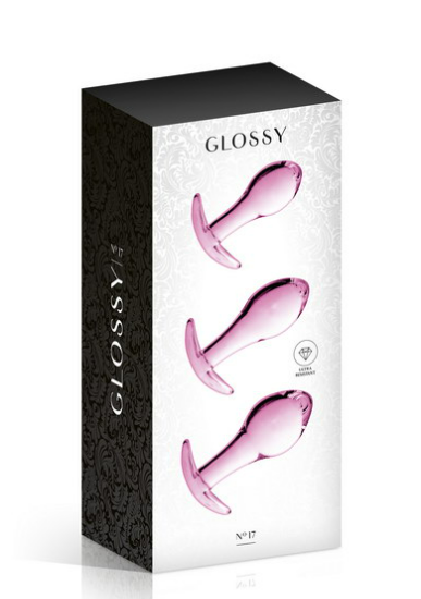 Set 3 plugs anal en verre rose Glossy Toys 17
