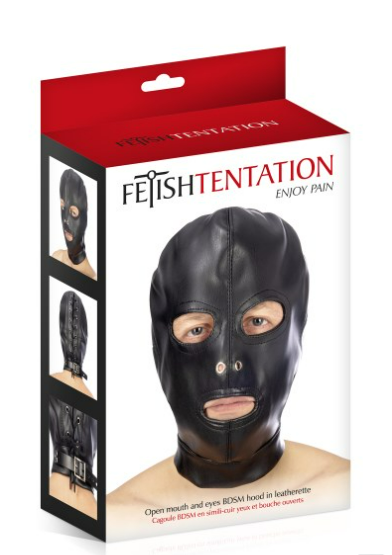 Cagoule yeux bouche sangle lacet Fetish Tentation