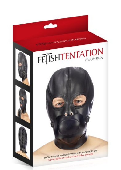 Cagoule cache bouche sangle lacet Fetish Tentation
