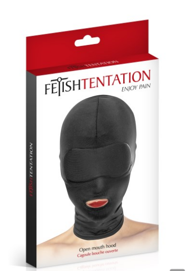 Cagoule noire ouverture bouche Fetish Tentation