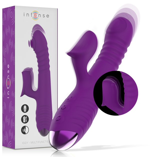 VIBRATEUR RECHARGEABLE MULTIFONCTION IGGY UP & DOWN AVEC STIMULATEUR CLITORAL VIOLET