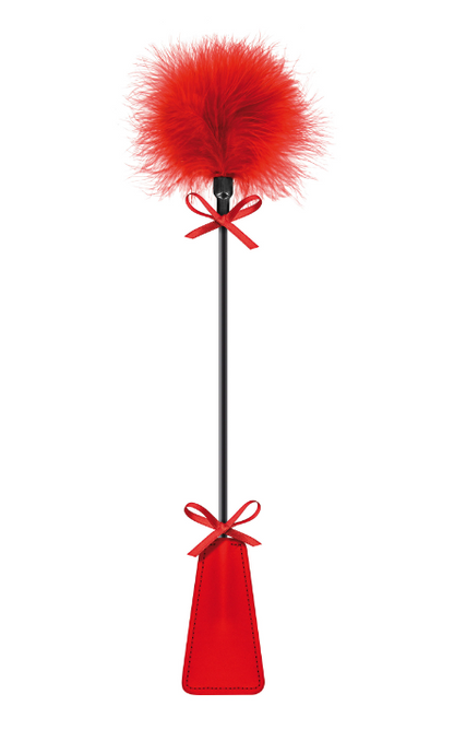 Mini cravache à pompon Sweet Caress — rouge