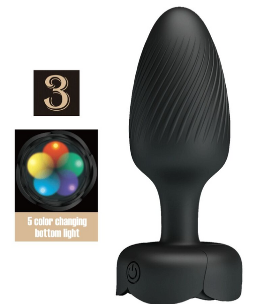 PLUG ANAL AVEC LUMIÈRE LED NOIR 9,8 CM