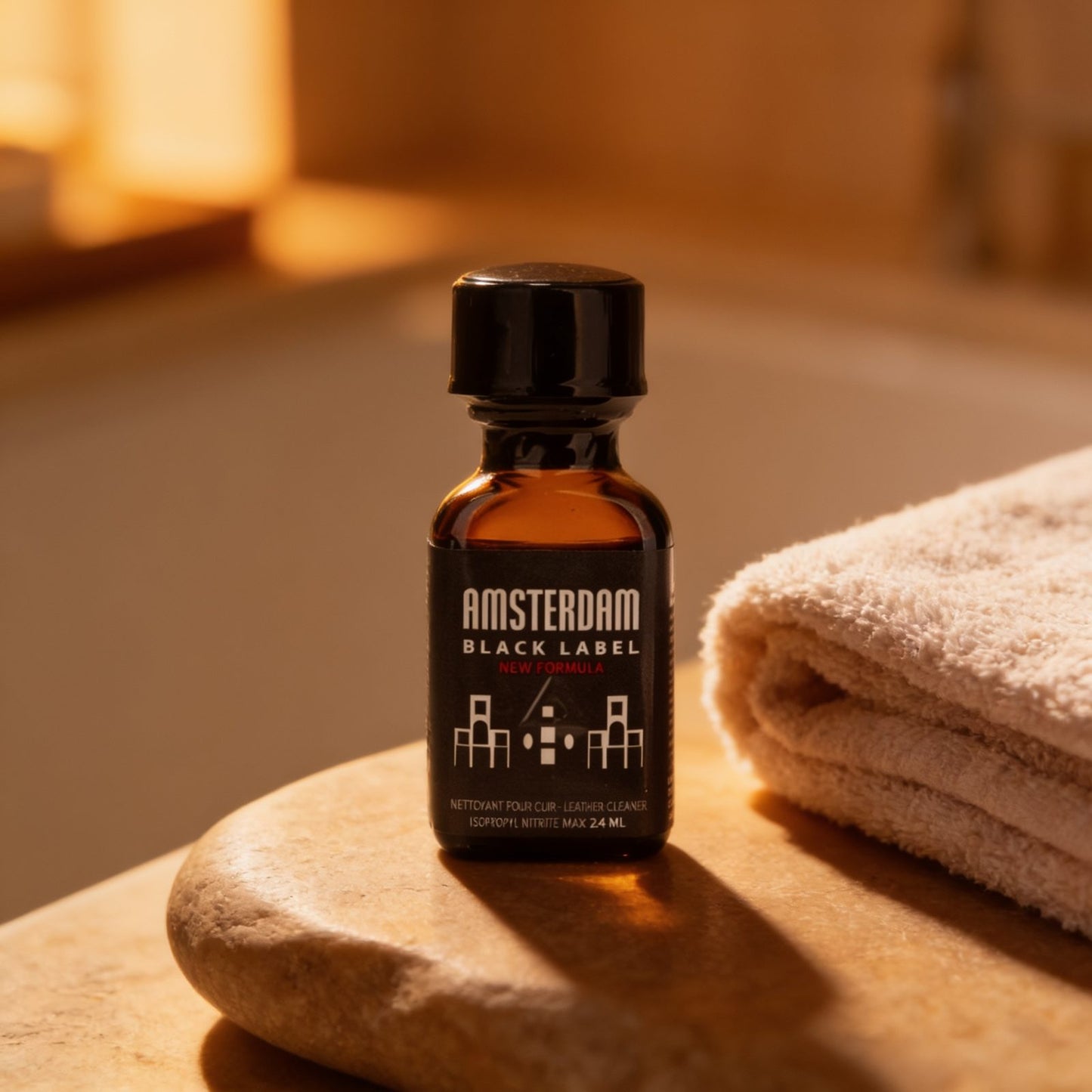 poppers AMSTERDAM BLACK LABEL 24 ML — mise en situation