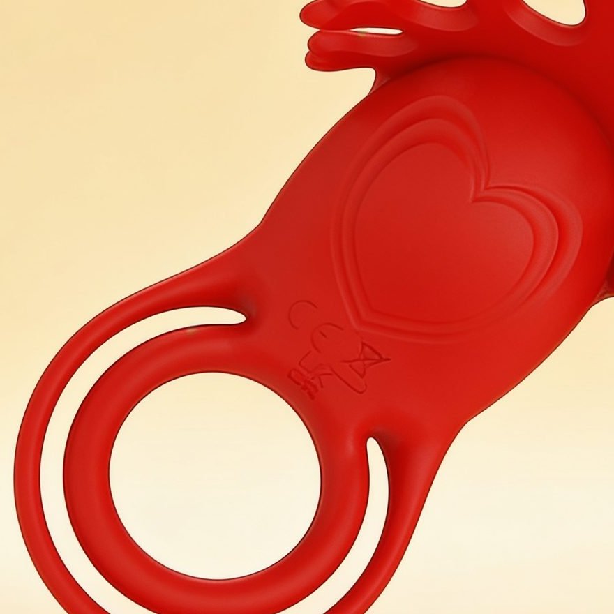 ANNEAU VIBRATEUR RUBEN 7 VIBRATIONS SILICONE ROUGE ou noir — gros plan