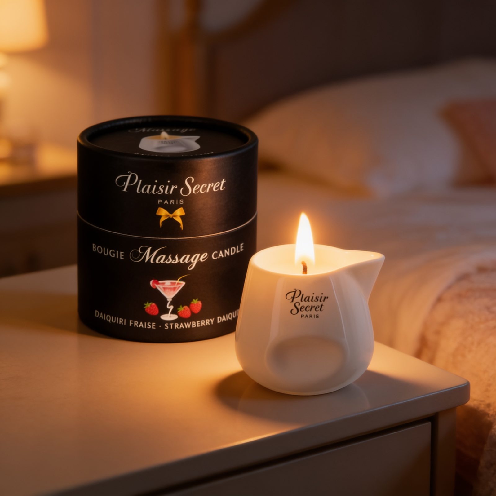 BOUGIE DE MASSAGE DAIQUIRI FRAISE 80ML — mise en situation