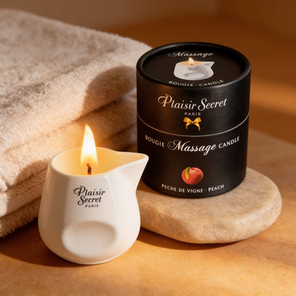 BOUGIE DE MASSAGE PÊCHE 80ML — mise en situation