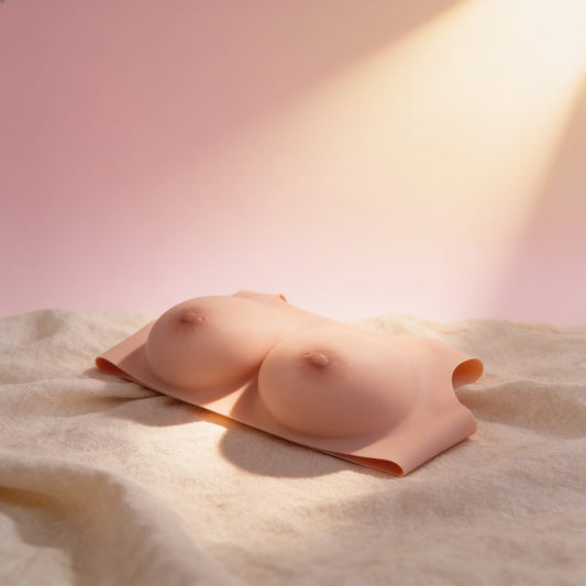 Buste seins réalistes décolleté peau foncé T M — photo éditoriale sur lin drapé