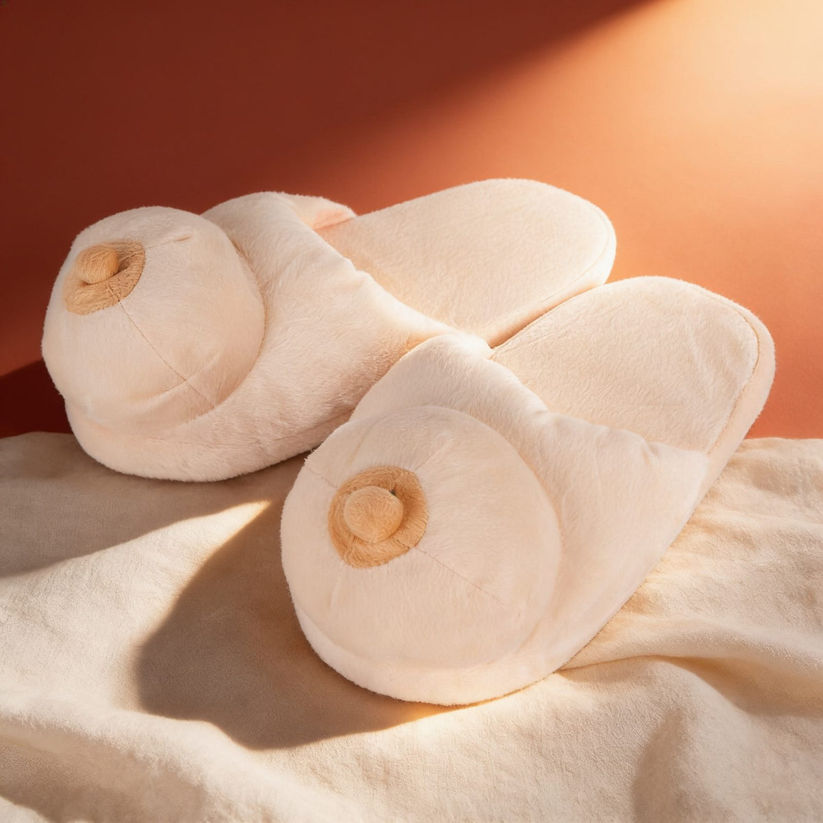 Chaussons "Boobie" — photo éditoriale sur lin drapé