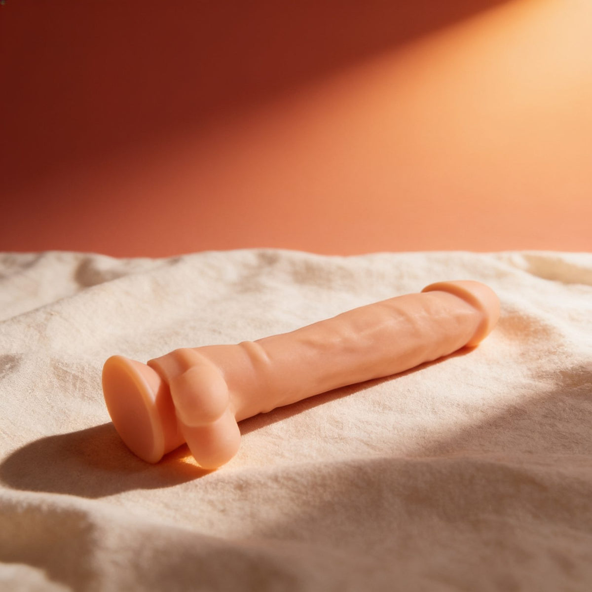 COCK MILLER SILICONE DENSITY COCKSIL ARTICULABLE  24 CM — photo éditoriale sur lin drapé