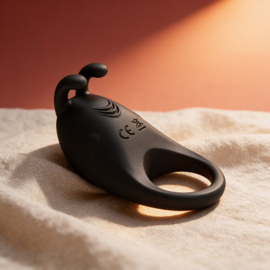 Cockring vibrant Pretty Love Rabbit Vibrator — photo éditoriale sur lin drapé