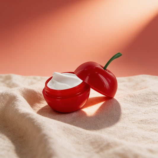 Crème tétons cerise Crazy Love Cherry Exsens - COMESTIBLE — photo éditoriale sur lin drapé