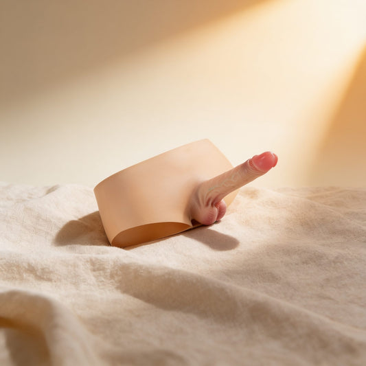 Culotte avec gode réaliste plein taille L/XL — photo éditoriale sur lin drapé