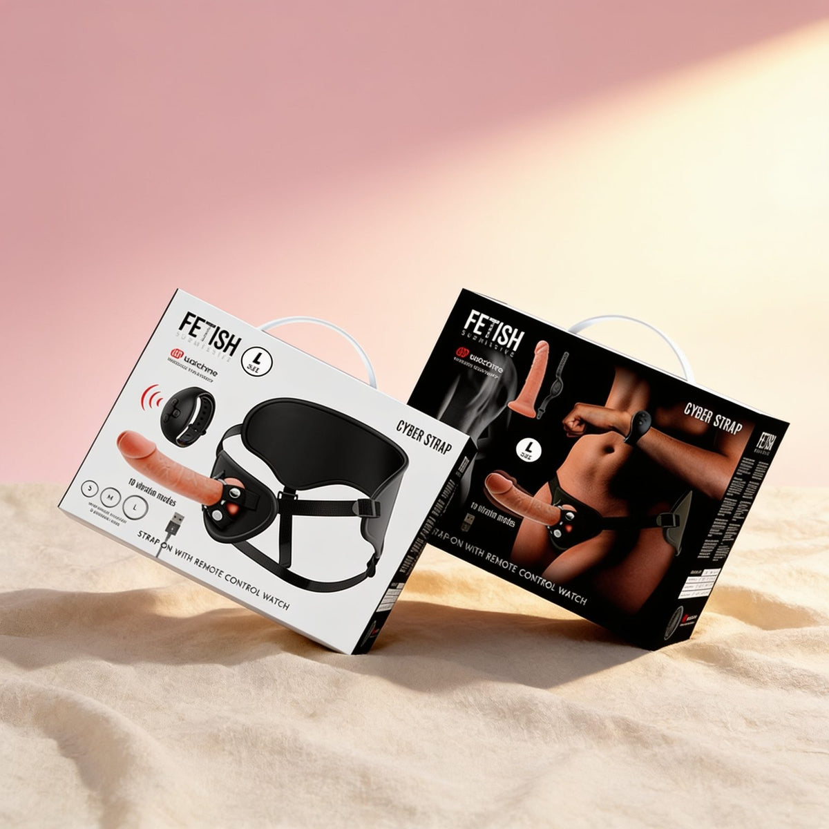 HARNAIS AVEC GODE ET TÉLÉCOMMANDE BULLET TECHNOLOGIE WATCHME L — photo éditoriale sur lin drapé