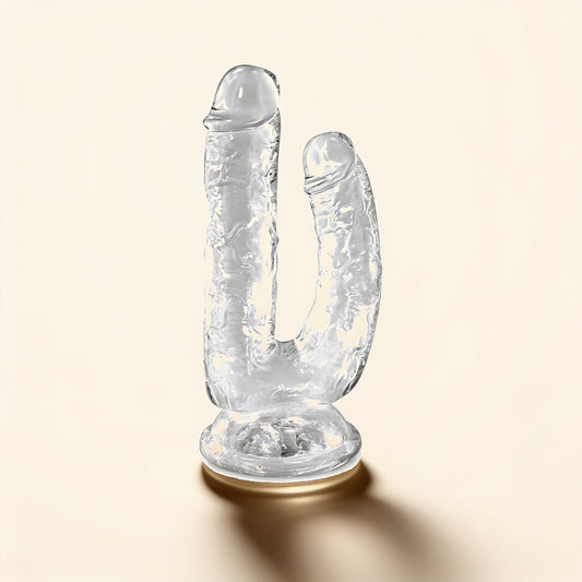 Double gode réaliste à ventouse — transparent — photo éditoriale