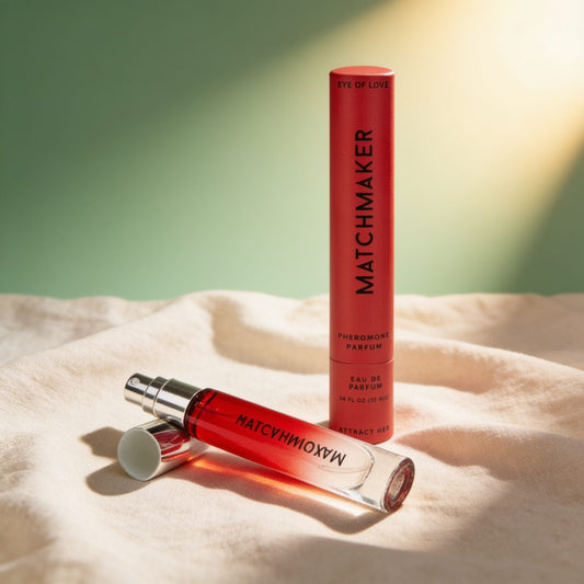 EYE OF LOVE - MATCHMAKER RED DIAMOND LGBTQ PHÉROMONE PARFUM ATTIRE HER 10ML — photo éditoriale sur lin drapé