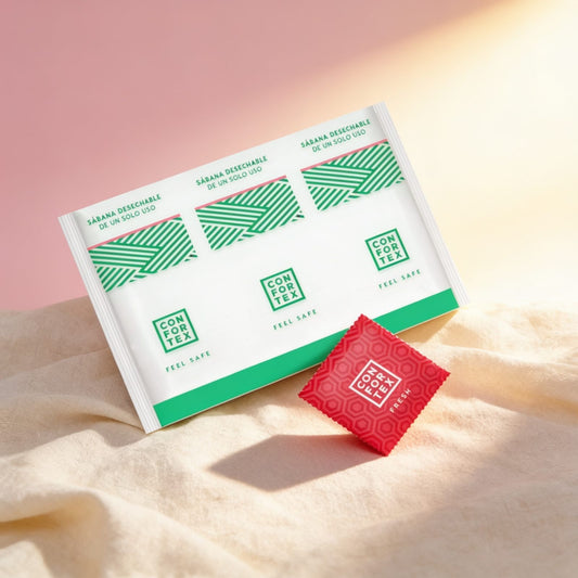 Drap HYGIÉNIQUES JETABLES CONFORTEX — photo éditoriale sur lin drapé