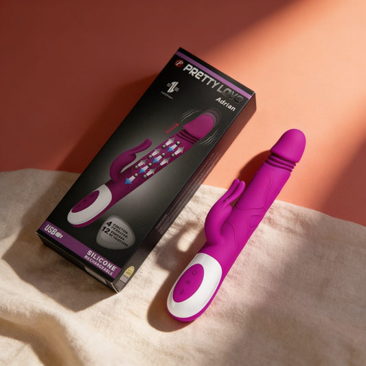 FONCTION DE ROTATION ET DE HAUT ET DE BAS DE JOLI ADRIAN VIBRATOR — photo éditoriale sur lin drapé