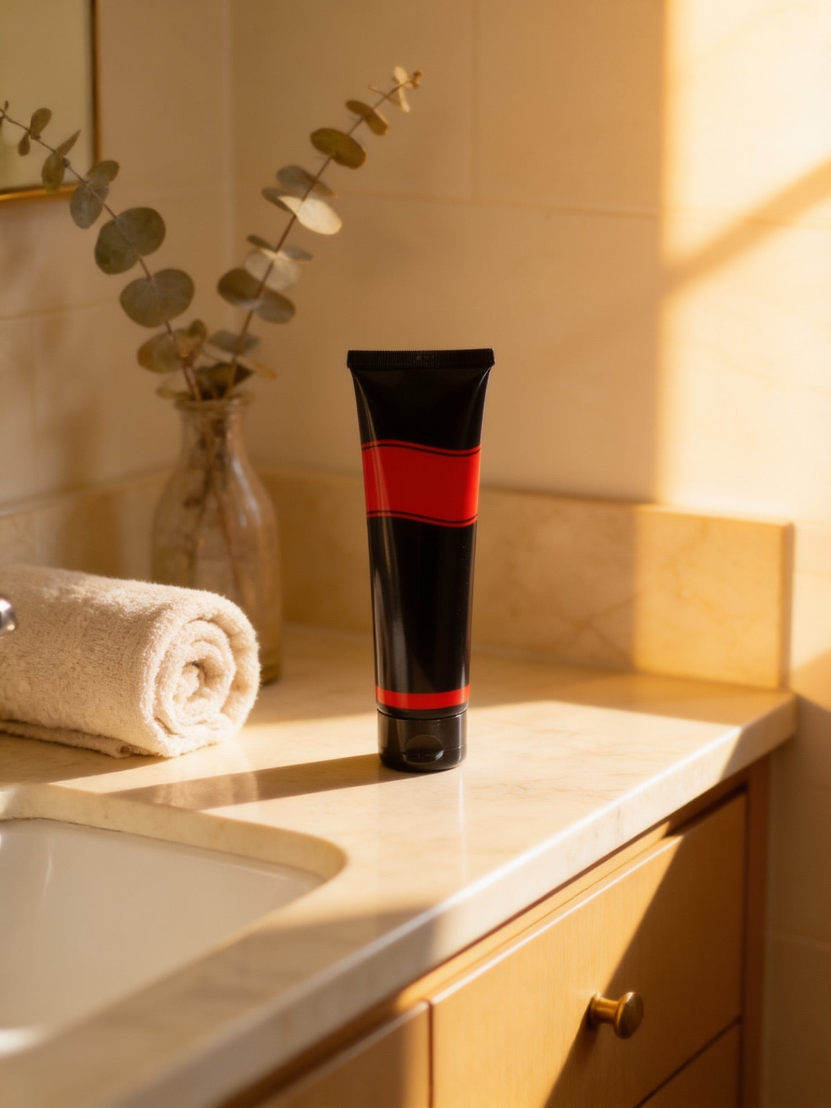 Crème Mediax sur une vanity salle de bain chaude