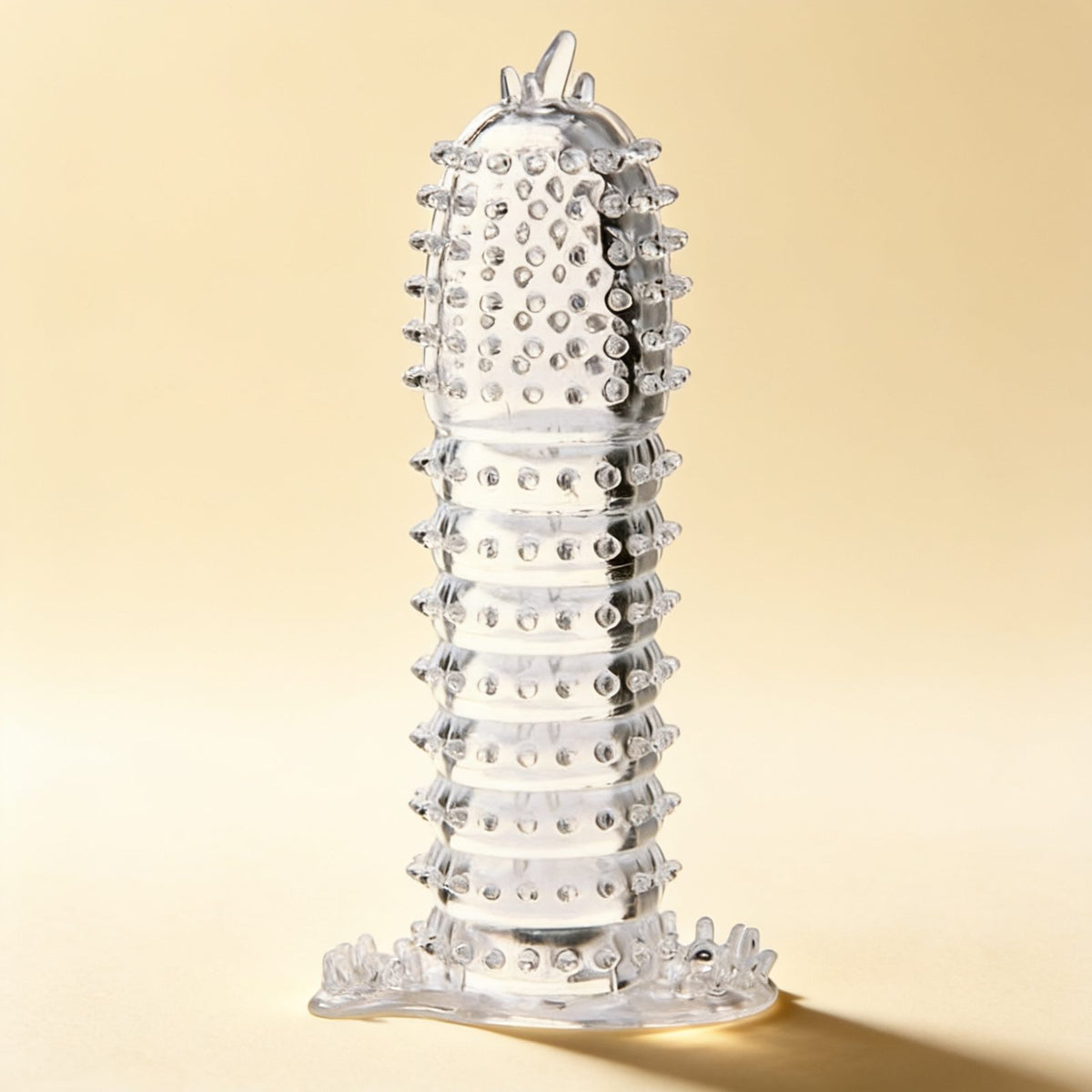 GAINE PÉNIENNE AVEC POINTS STIMULANTS TRANSPARENTS 14 CM — packshot