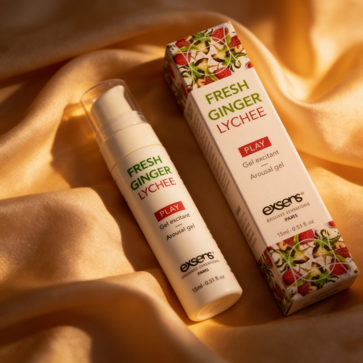 Gel excitant fraîcheur litchi Exsens 15ml — mise en situation