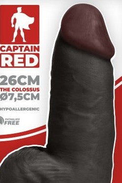 Gode réaliste noir 26cm Colossus Captain Red — gros plan