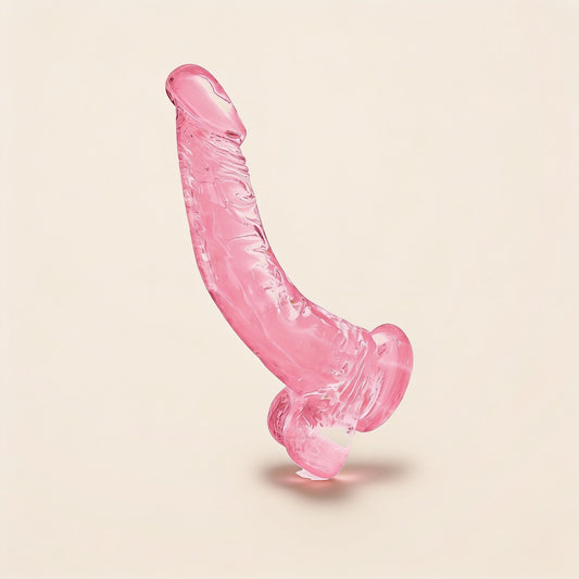 Gode réaliste courbe à ventouse — rose — photo éditoriale