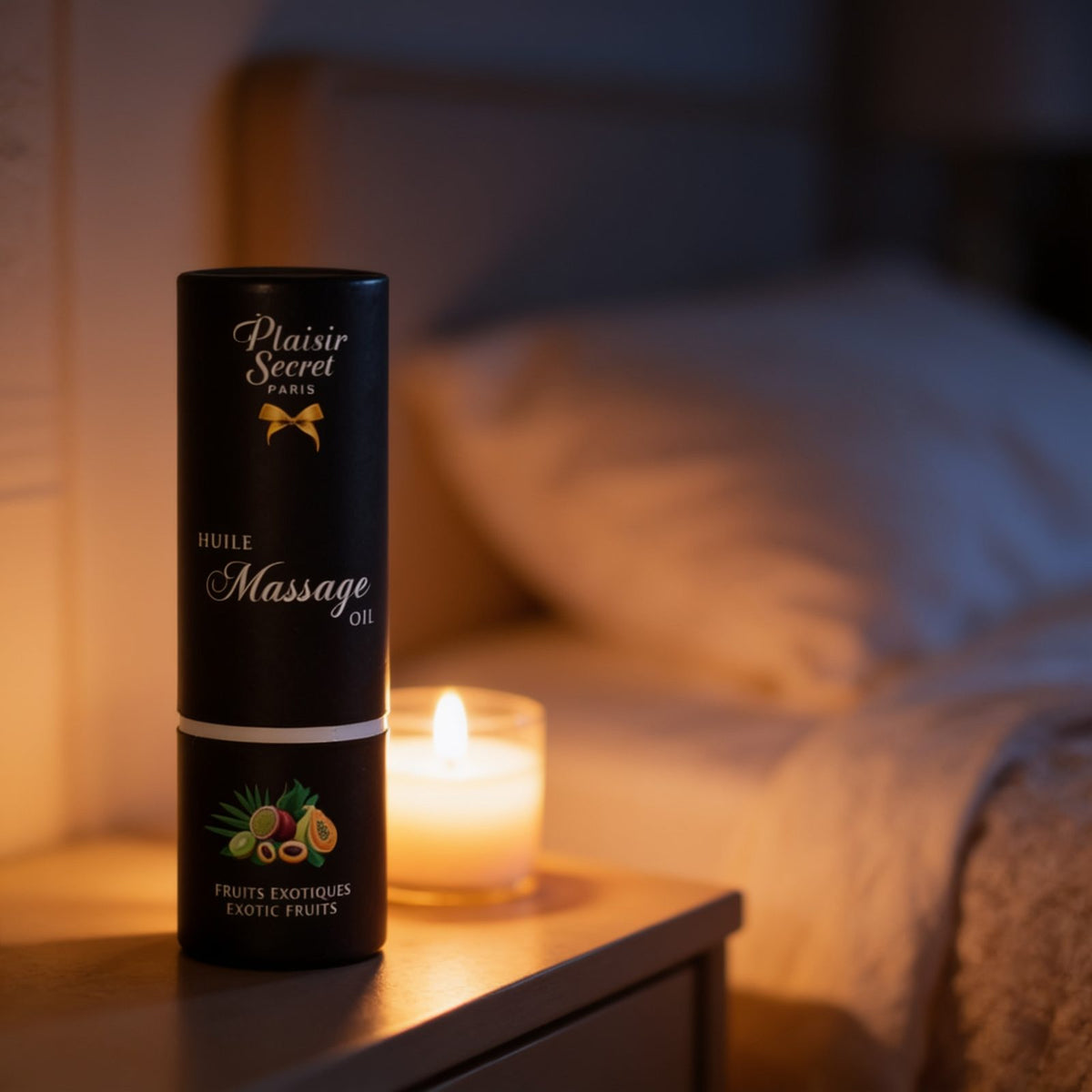 Huile de Massage sensuelle comestible — mise en situation