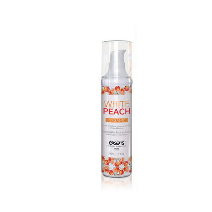 Huile de massage pêche blanche bio — packshot fidèle à l'étiquette