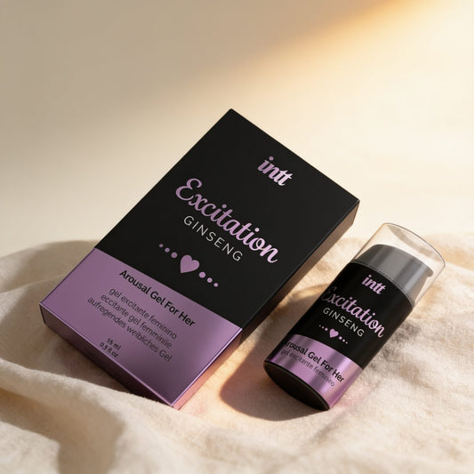 INTT STIMULANT D'EXCITATION FÉMININE GINSENG 15 ML — photo éditoriale sur lin drapé