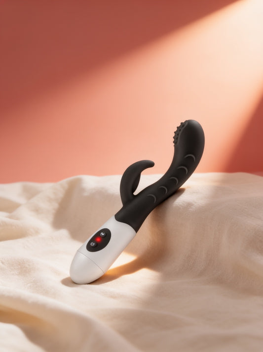 Vibromasseur Love Vibes Leola sur du lin, fond pêche