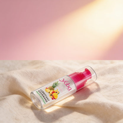 lubrifiant fruits exotiques 50ml Yoba — photo éditoriale sur lin drapé