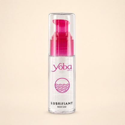 Flacon de lubrifiant base eau Yoba, packshot studio crème