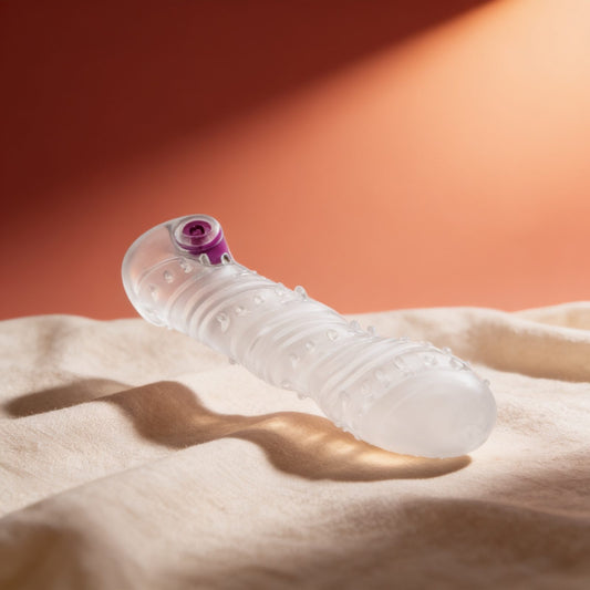 MANCHE PÉNIS TEXTURÉE OHMAMA AVEC BALLE VIBRANTE — photo éditoriale sur lin drapé