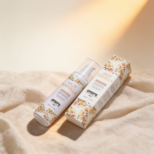 MASSAGE HOT GOURMAND VANIL.50ML — photo éditoriale sur lin drapé