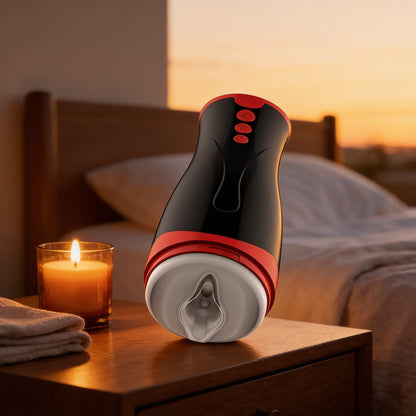 MASTURBATEUR COMPRESSION ET VIBRATION JANGO — en situation, ambiance chaude et discrète