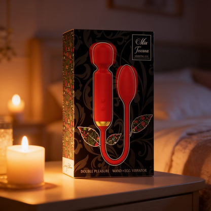vibromasseur DOUBLE PLAISIR TOSCANA + œuf VIBRANT — mise en situation