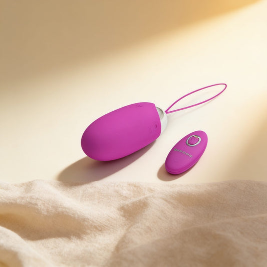 Oeuf vibrant 12 vitesses Pretty Love Berger USB — photo éditoriale sur lin drapé