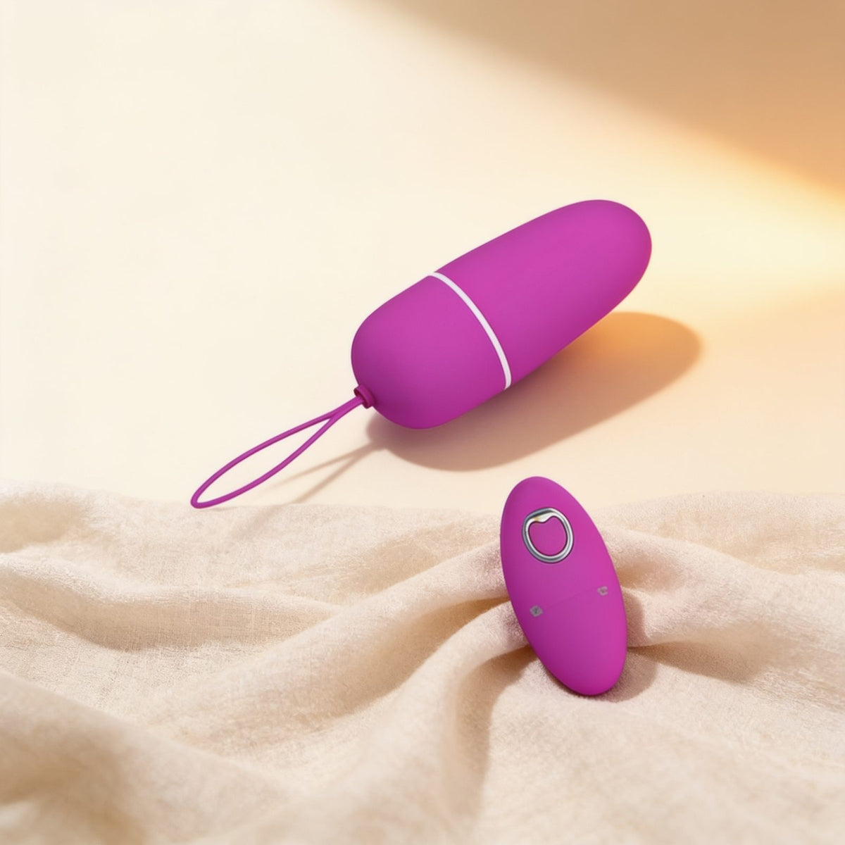 Oeuf vibrant puissant Pretty Love Bradley Fuchsia — photo éditoriale sur lin drapé