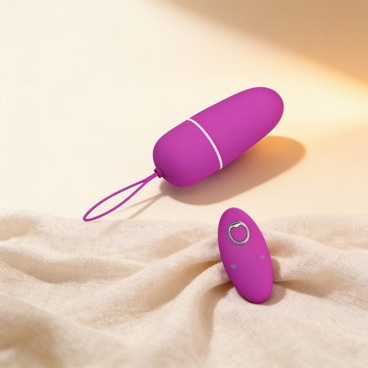 Oeuf vibrant puissant Pretty Love Bradley Fuchsia — photo éditoriale sur lin drapé
