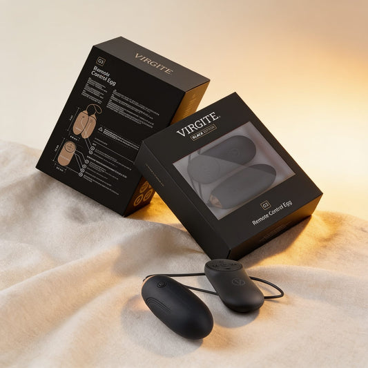 ŒUF VIBRANT RECHARGEABLE G3 BLACK EDITION — photo éditoriale sur lin drapé