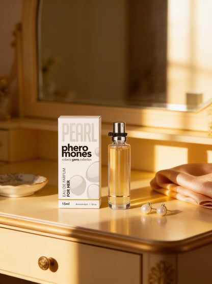 Parfum Pearl Pheromones sur une coiffeuse chaude