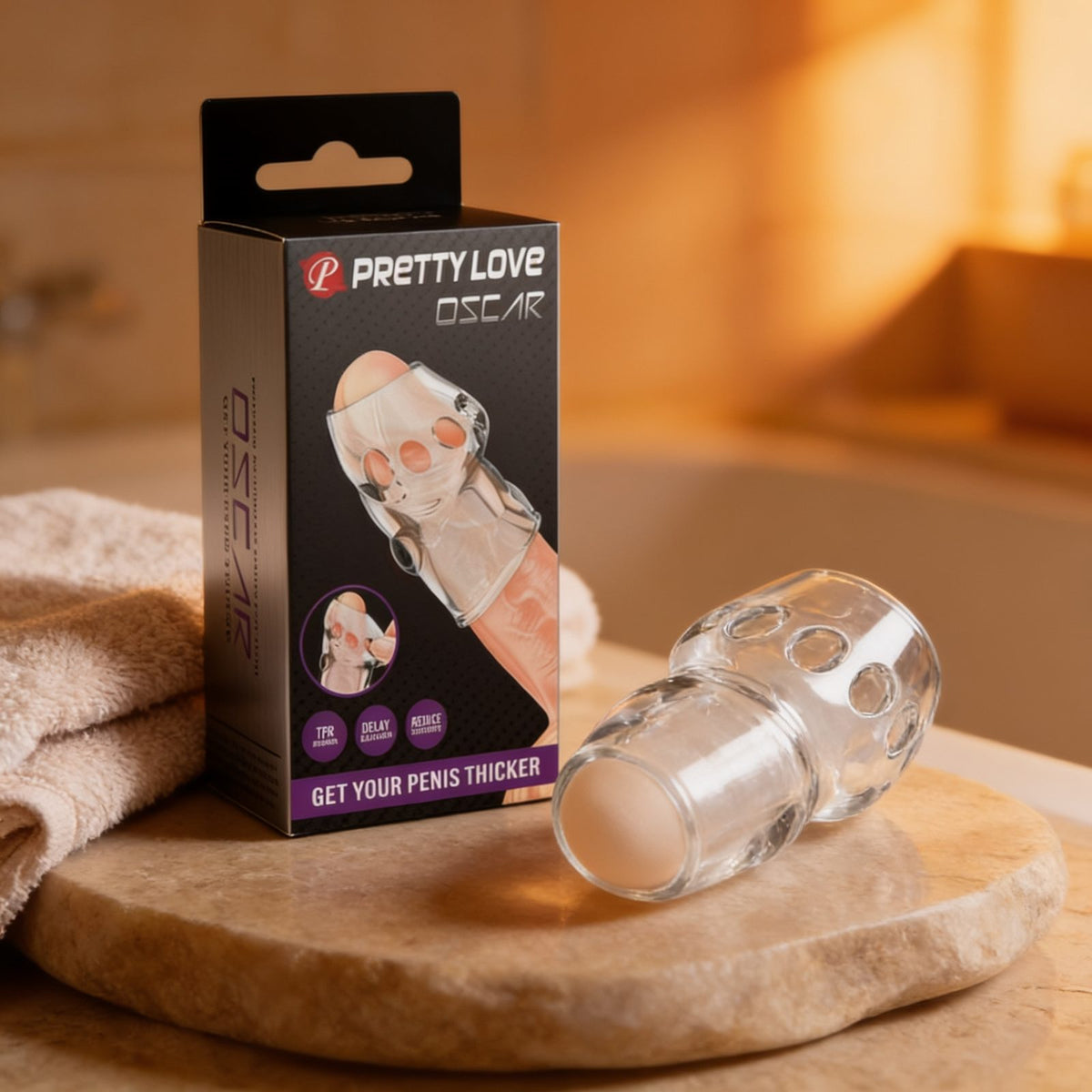 PRETTY LOVE - PÉNIS OSCAR PLUS ÉPAIS TRANSPARENT — mise en situation
