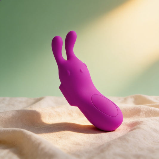 vibro SMART - RECHARGEABLE FINGER BUNNY — photo éditoriale sur lin drapé