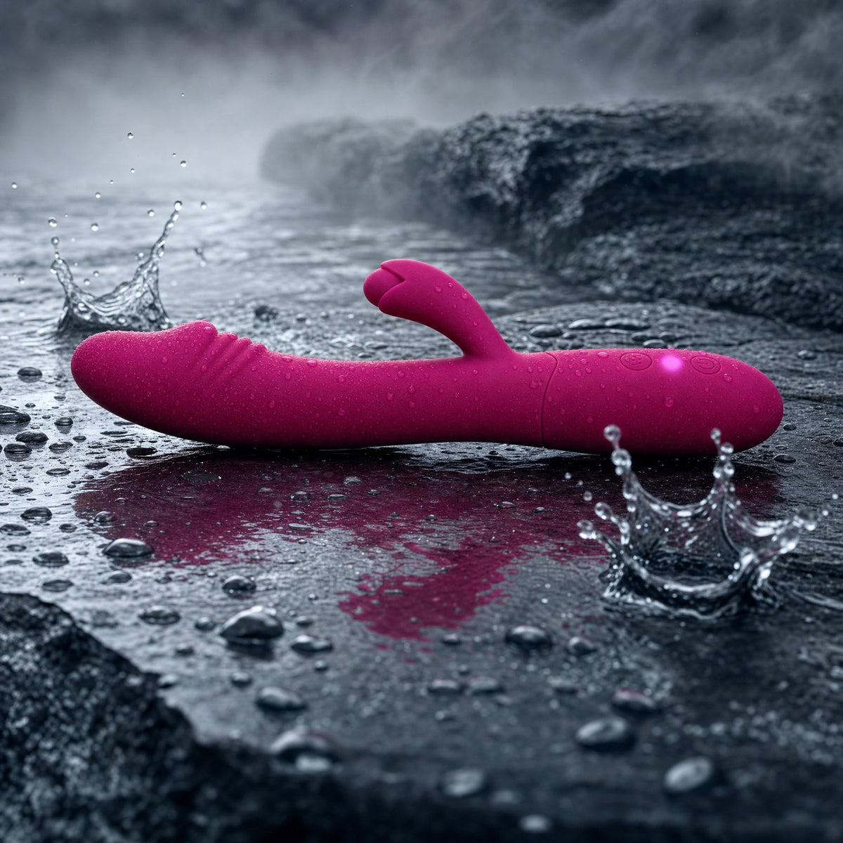 Vibromasseur rabbit rose waterproof, gouttes d'eau