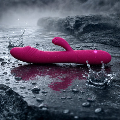Vibromasseur rabbit rose waterproof, gouttes d'eau